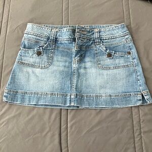 Hydraulic Light Blue Denim Mini Skirt